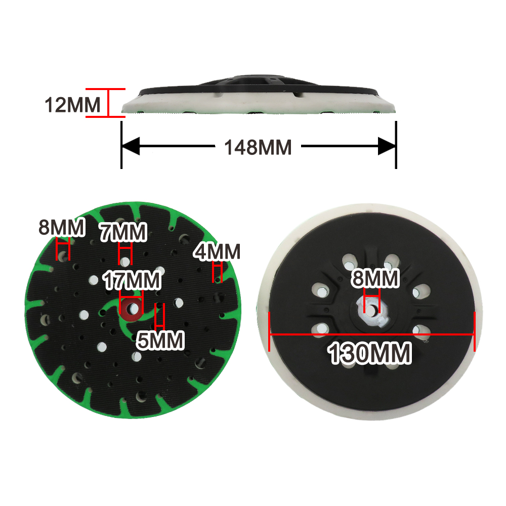 6 Inch 48-Hole Back-up Sanding Pad M8 Thread for Hook and Loop Sanding Disc Dust Free Grinding Pads for Festool Sander