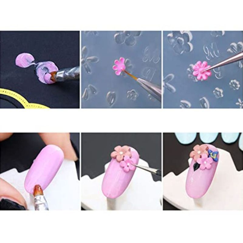 12Pcs Mini Nail Art Silicone Mold Leaves Flower Animals Template Resin Molds Kit Candle Mold Soap Making Cake Decorations