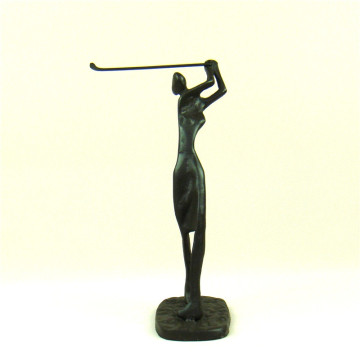 Pig Iron Golf Player Statuette Abstractive Metal Lady Golfer Figurine Decoration Ironwork Craft Giftware Ornament Accessories