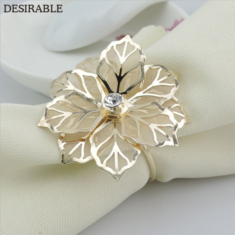 DESIRABLE High-Grade Napkin Ring 10Pcs Home Hotel Restaurant Wedding Special Delicate Bauhinia Napkin and Mouth Cloth Decoration