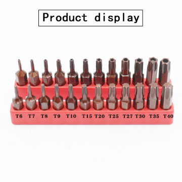 12PCS S2 Steel T6-T40 Magnetic Bit Set 25mm Security Tamper Proof Spanner Screwdriver Torx Star Hex Bit Universal Tool Parts