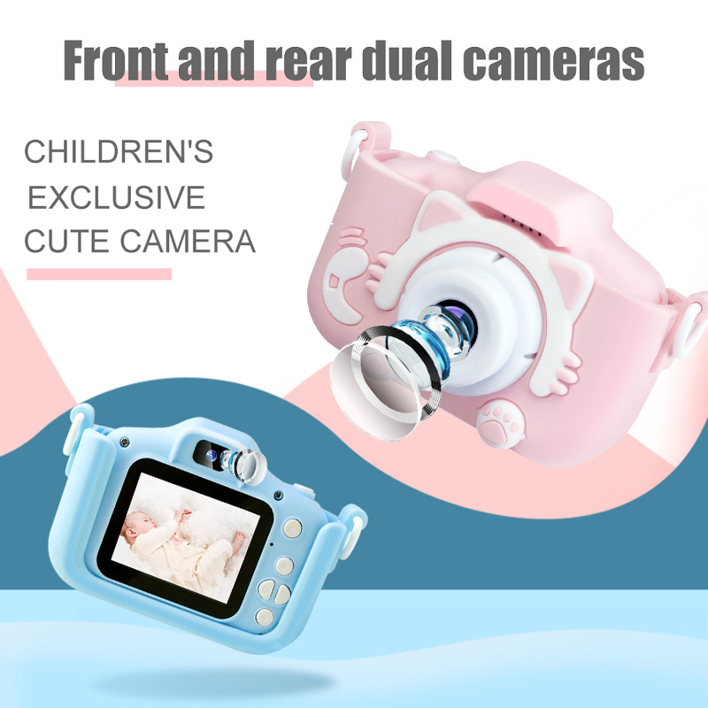 New HD 1080P Dual Digital Camera For Children Kids Camera With Cartoon Case Children's Camera Birthday Christmas Gift for Kids