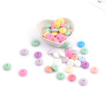 LOFCA Wholesale 100pcs Silicone Lentil Beads 12/15mm Loose Silicone Beads Baby Teether BPA Safe DIY Bead For Teething Necklace