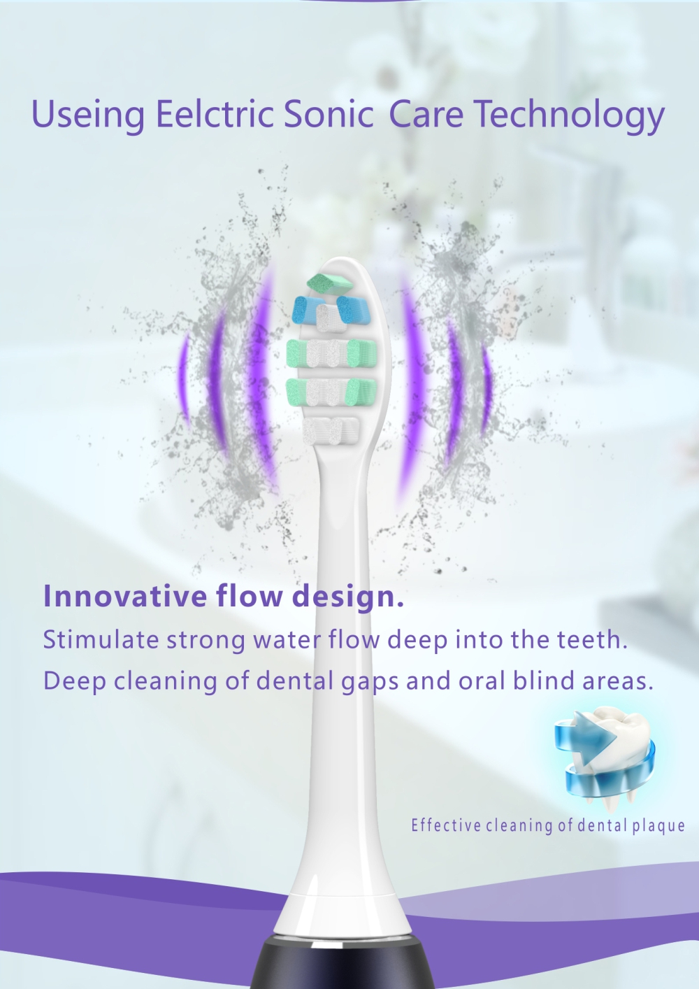 Aluminum Alloy Rechargeable Sonic Electric Tooth brush with Replacement Toothbrush Heads 12 Modes Washable Whitening Adult IPX7