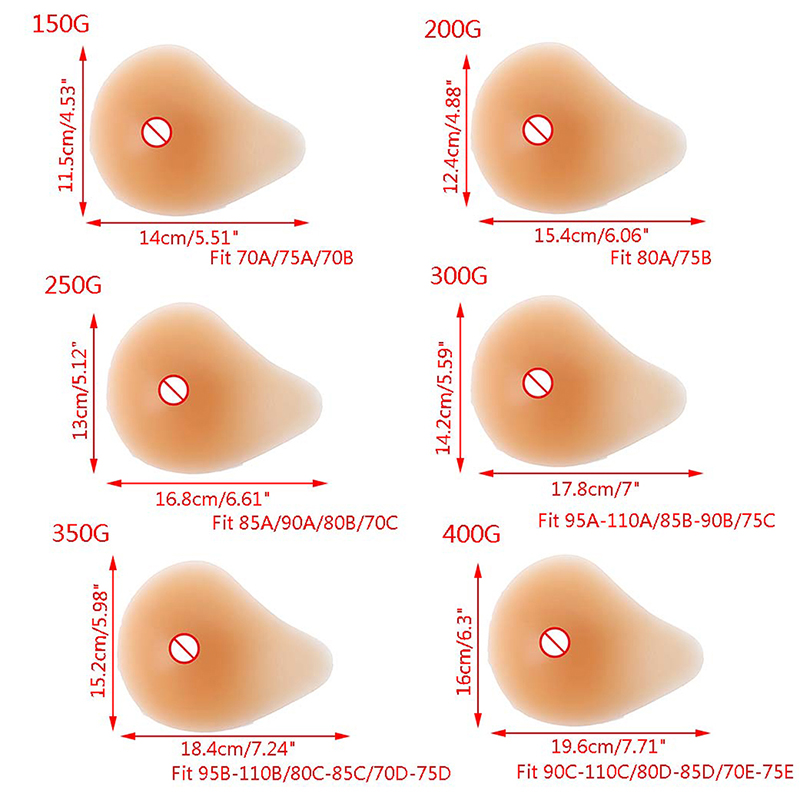 Silicone Chest Fake False Breast Prosthesis Super Soft Silicone Gel Pad Supports Artificial Spiral 150g-400g