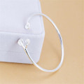 New Simple Temperament Leaf Fashion Bracelets 925 Sterling Silver Jewelry Personality Fresh Olive Leaf Opening Bangles SB178