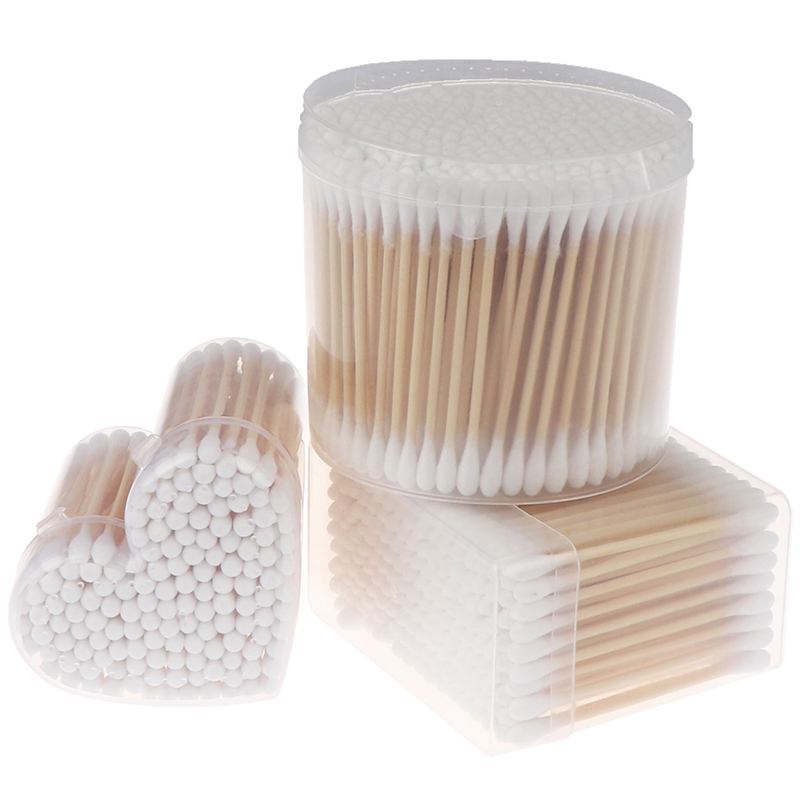 300pcs New Disposable Double Head Cotton Swab Applicator Swabs Bamboo Handle Sturdy For Beauty Makeup Nose Ears Cleaning