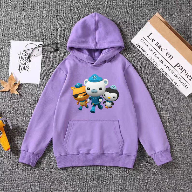 Teenager Fashion Style Hoodies With Hat Octonaut Cotton Children Girl Boys Casual Sweatshirts Kids Clothes Spring autumn 4-12T