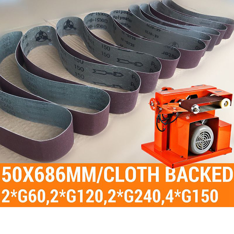 10Pcs Sanding Belts For Grinding Polishing Mixed 60/ 120/ 150/ 240 Grit 50 X 686 Mm for polish machine
