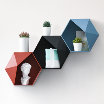 Nordic Living Room wall-mounted Geometric Punch-free Wall Decoration Bathroom Shelf Living Room Decoration Hexagon Storage Rack