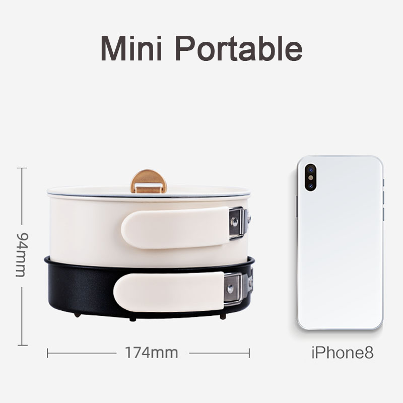 Travel Multi-function Electric Cooker 2 In 1 Mini Cooking Pot Decoct Fry Pan Machine Mini Hotpot Stainless Steel Meat Skillet