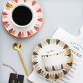 Simple couple coffee cup and dish set Creative Cup Golden border ceramic tea cup home Afternoon Tea