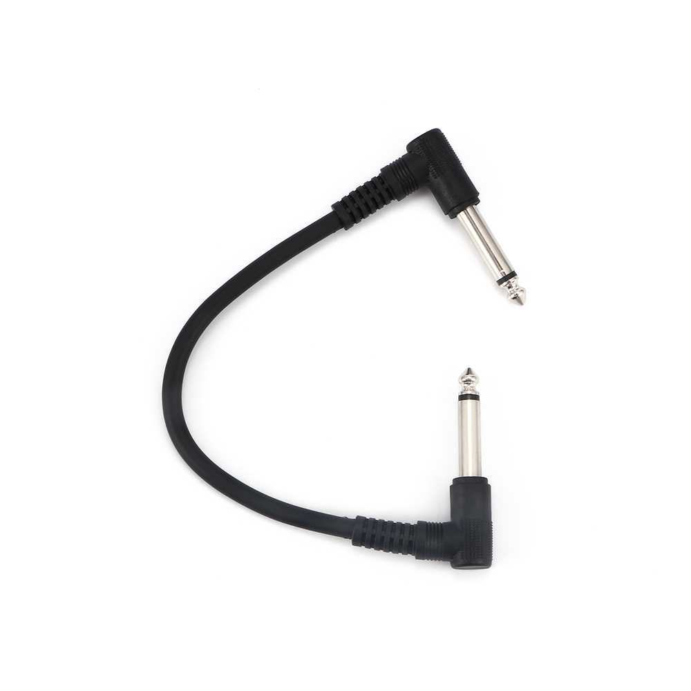 1pc 15cm Black Useful Right Angle Jumper Leads Connect Normal 2 Plugs Audio Connector Effect Pedal Instrument Guitar Pedal Cable
