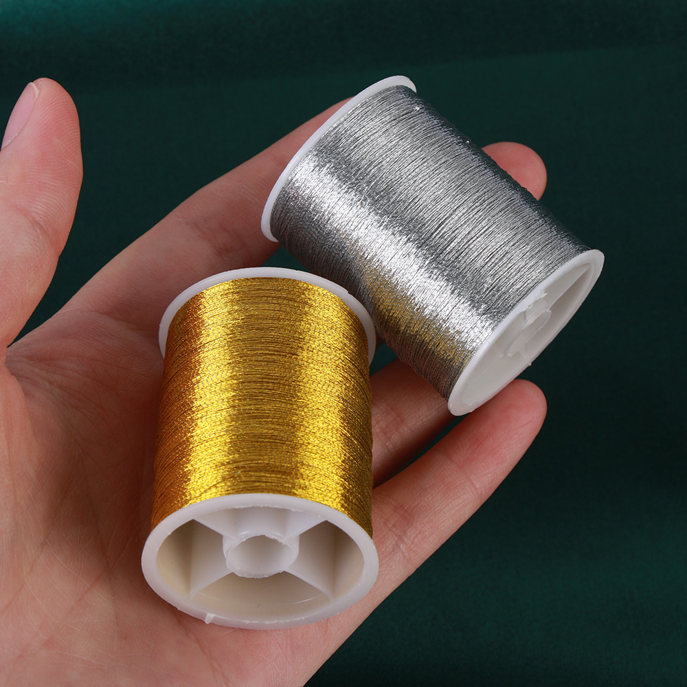 100 Meters/Roll Gold/Silver Polyester Cross Stitch Strong Threads Durable Overlocking Sewing Machine Threads Sewing Supplies