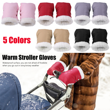 1 pair Stroller Gloves Waterproof Pram Accessory Winter Warme Stroller Gloves Soft Gloves Hand Muff Baby Stroller Accessories