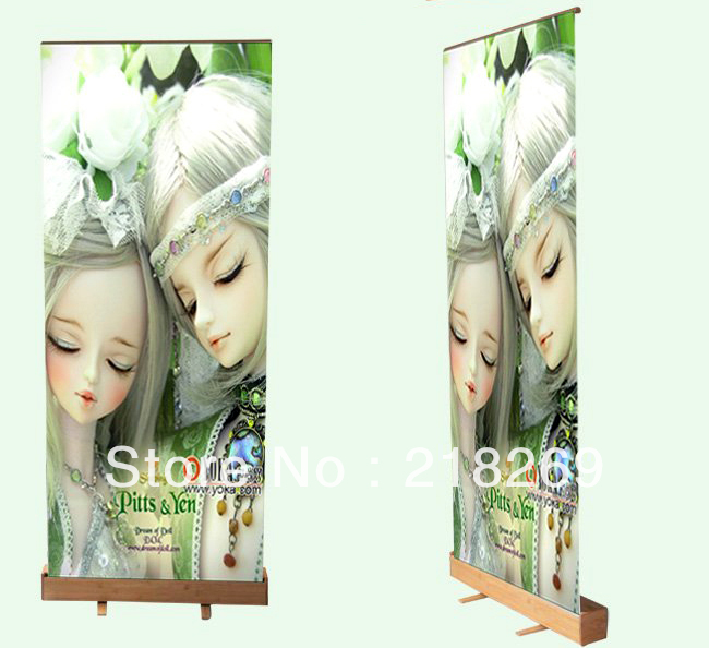 200X85cm bamboo roll up banner, bamboo pull up banner, roll-up display, bamboo display banner