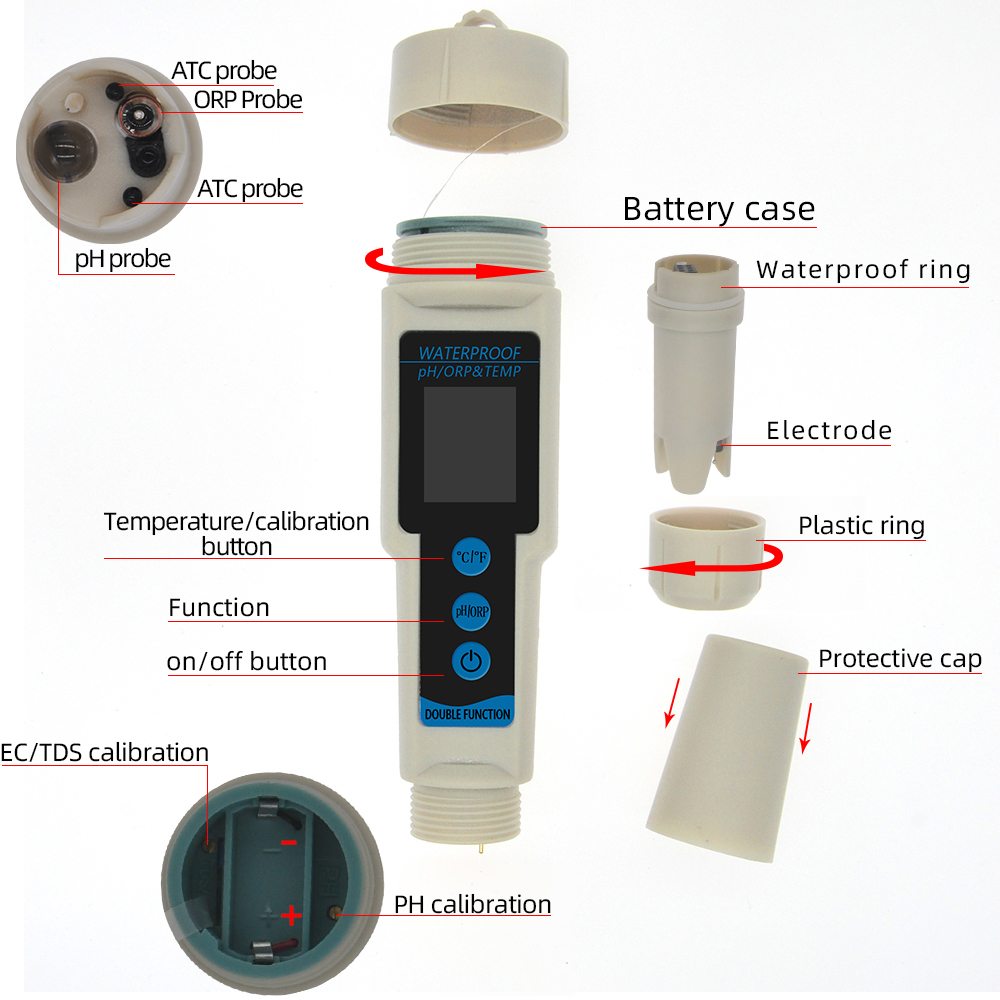 4 in 1 PH/TDS/EC/Temp Meter Waterproof PH Meter Water Quality Meter PH tester for Pools, Drinking Water, Aquariums 40% off