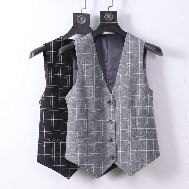 2020 New Spring Plaid Suit Vest Women Short Sleeveless Jacket Female Formal V-Neck Vest Waistcoat Blazer Vest Laides A226