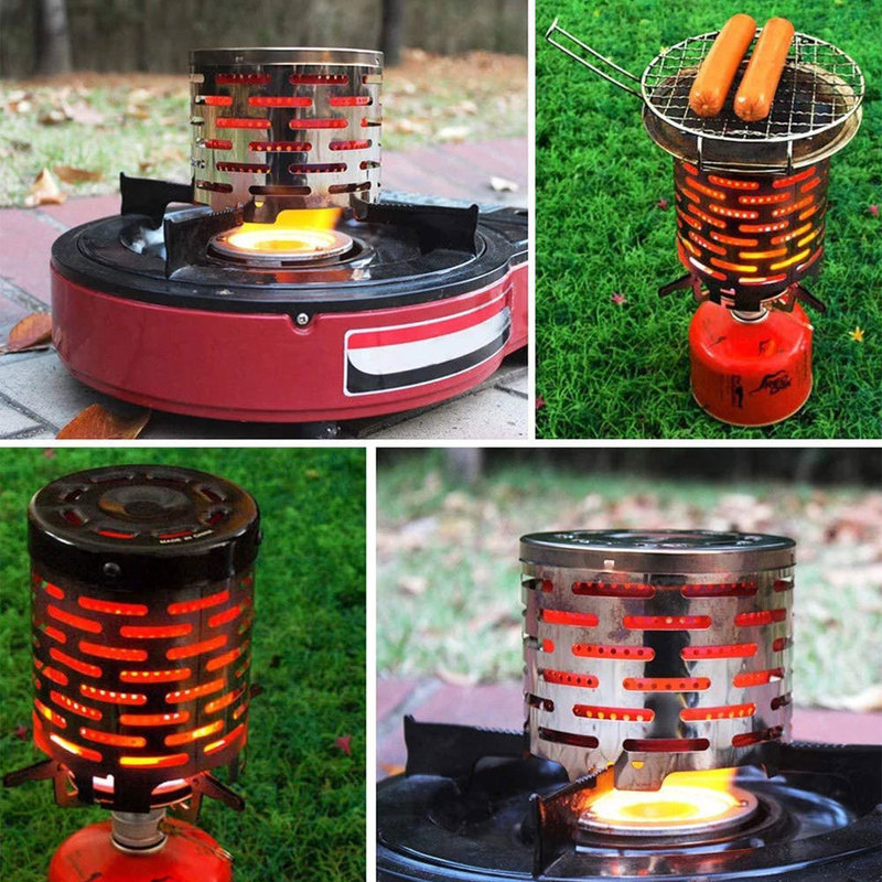 Durable Heater Stove Outdoor Tripod Gas Stoves Kitchen Cooking Portable Stainless Steel Warmer Heating Cover Camping Accessories