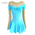 LIUHUO Ice Skating Dress Girls Sky blue ballroom dance dresses competition women Long Sleeves for Ice Skating dress