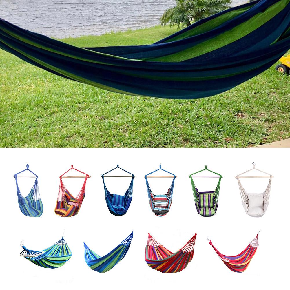 Hammock Hanging Rope Chair Swing Chair Seat with 2 Pillows for Garden Use Lazy Chair Travel Outdoor Swing Chair Bed Hammocks