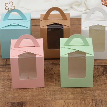 3PCS DIY Paper Box with Window White/kraft Paper Gift Box Cookie Dragee Packaging for Wedding Home Party Paper Bags with Handles