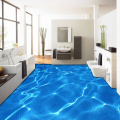 Custom Photo Floor Wallpaper Modern Art 3D Blue Water Ripples Bathroom Floor Mural PVC Self-adhesive Waterproof Floor Wallpaper