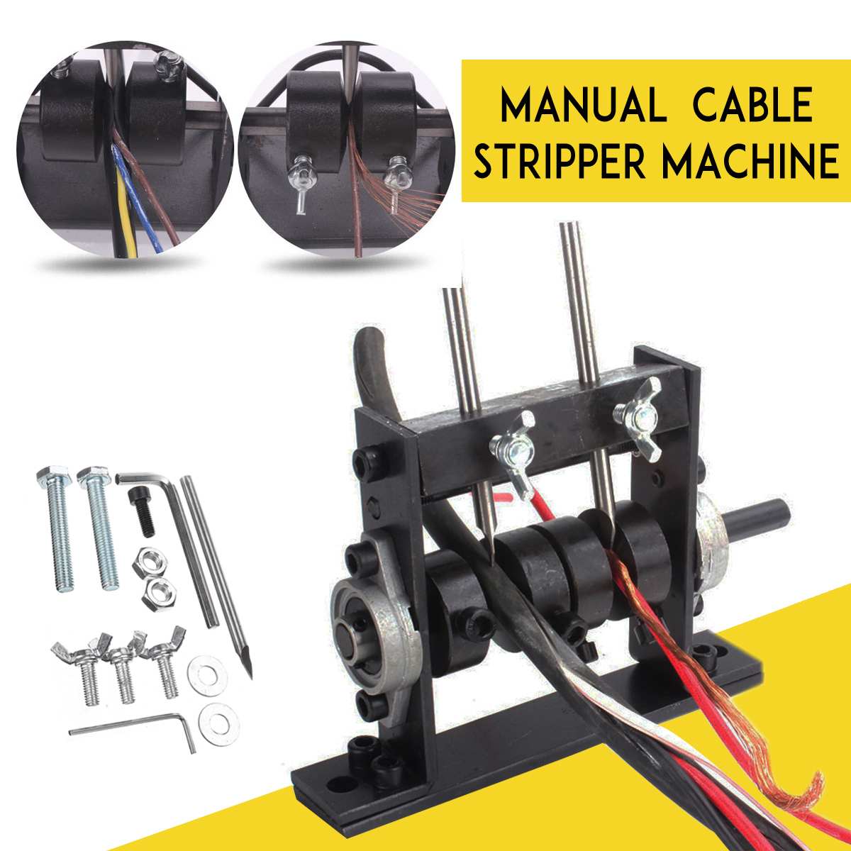 Manual Wire Cable Stripping Peeling Machine Cable Scrap Recycle Tool Copper Wire Stripper For 1-30mm Wire with 2x Steel Cutter