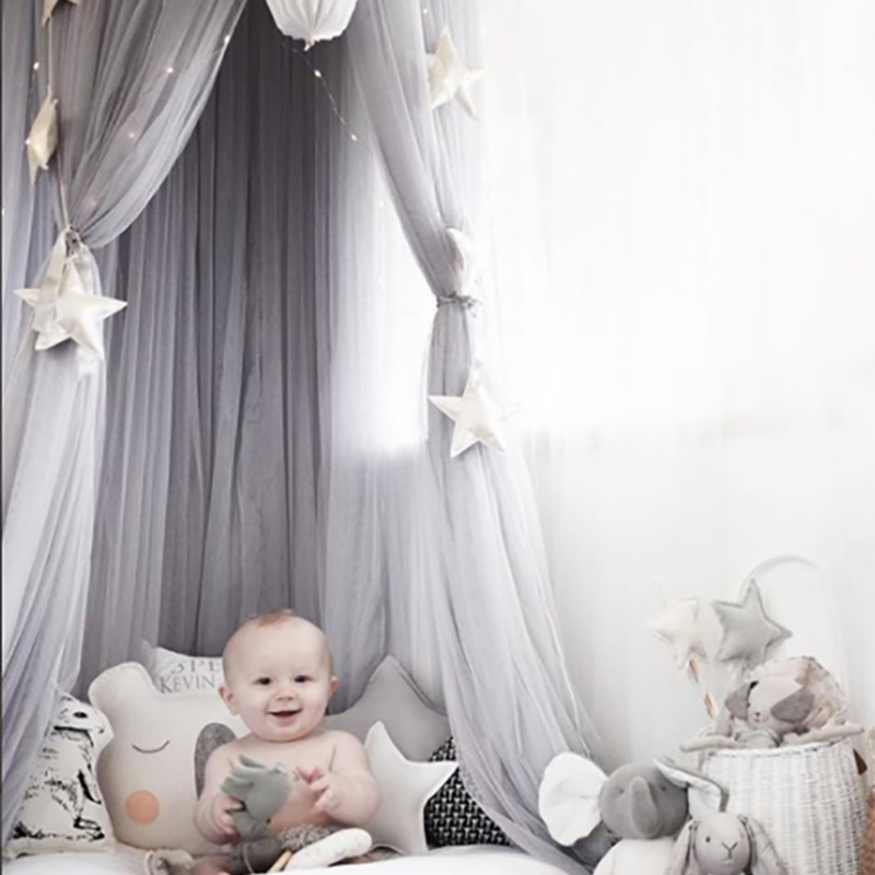 6 Colors Hanging Kids Baby Bedding Dome Bed Canopy Cotton Mosquito Net Bedcover Curtain For Baby Kids Reading Playing Home Decor