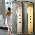 KEMAIDI Waterfall 6pc Massage Jets Rain Shower Column Mixer Shower Faucet Tower W/Hand Shower Tub Spout Black Shower Panel