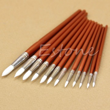 12pc Fine Red Pearl Wooden Paint Acrylic Watercolor Oil Painting Artists Brushes Nylon Hair Paint Brush For Watercolor oil paint
