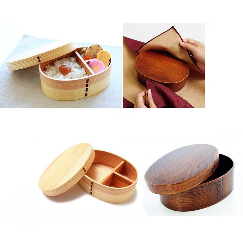 Lunch Box Natural Wood Wooden Bento Lunchbox Food Container Japanese Travel School Camping Lunch Box Convenient