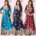 BNSQ Velvet Gold Thread Print Long Dress hijab Muslim Abayas Maxi Robe Dubai Indonesia Dresses Indian Arabic Clothing