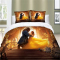 Disney 3D Duvet Cover Set Cartoon Beauty And The Beast Queen King Size Bed Linens Home Twin Full Single Double Adult Bedding Set