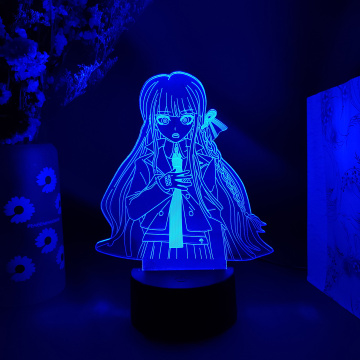 Video Game Danganronpa 3D Kirigiri Kyouko Otaku Night Lamp LED Sensor Light Kawaii Girls Gift Home Bedroom Upward Lighting Decor