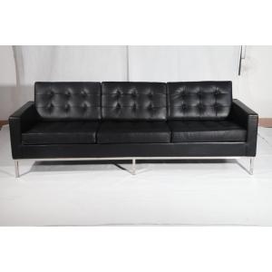 Black Leather Florence Knoll 3 Seater Sofa Replica