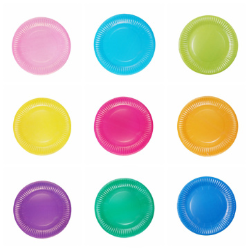10pcs 7inch Multi-Colored Disk Disposable Paper Plates Cake dish baby shower Kids Birthday Party Wedding decor Tableware Supply
