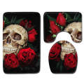 Nordic 3D Skull Rose Toilet Bath Mat Carpet Rug Sets Bathroom Shower Room Carpets Flannel Anti Slip 3 Pieces Bath Mat Sets