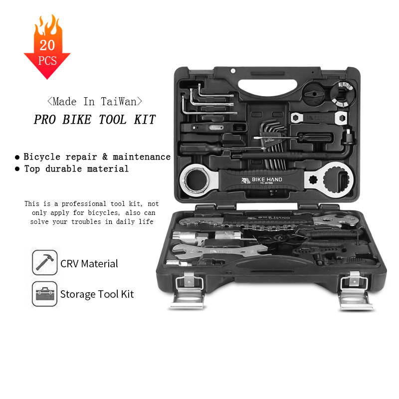 BIKE HAND 18 in 1 Bicycle Repair Tools Kit Box Set Multi MTB Tire Chain Repair Tools Spoke Wrench Kit Hex Screwdriver Bike Tools