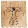 Human Anatomy Shower Curtain Medieval Vitruvian Man Crosshatching Famous Italian Painting Renaissance Body Art Bathroom Decor