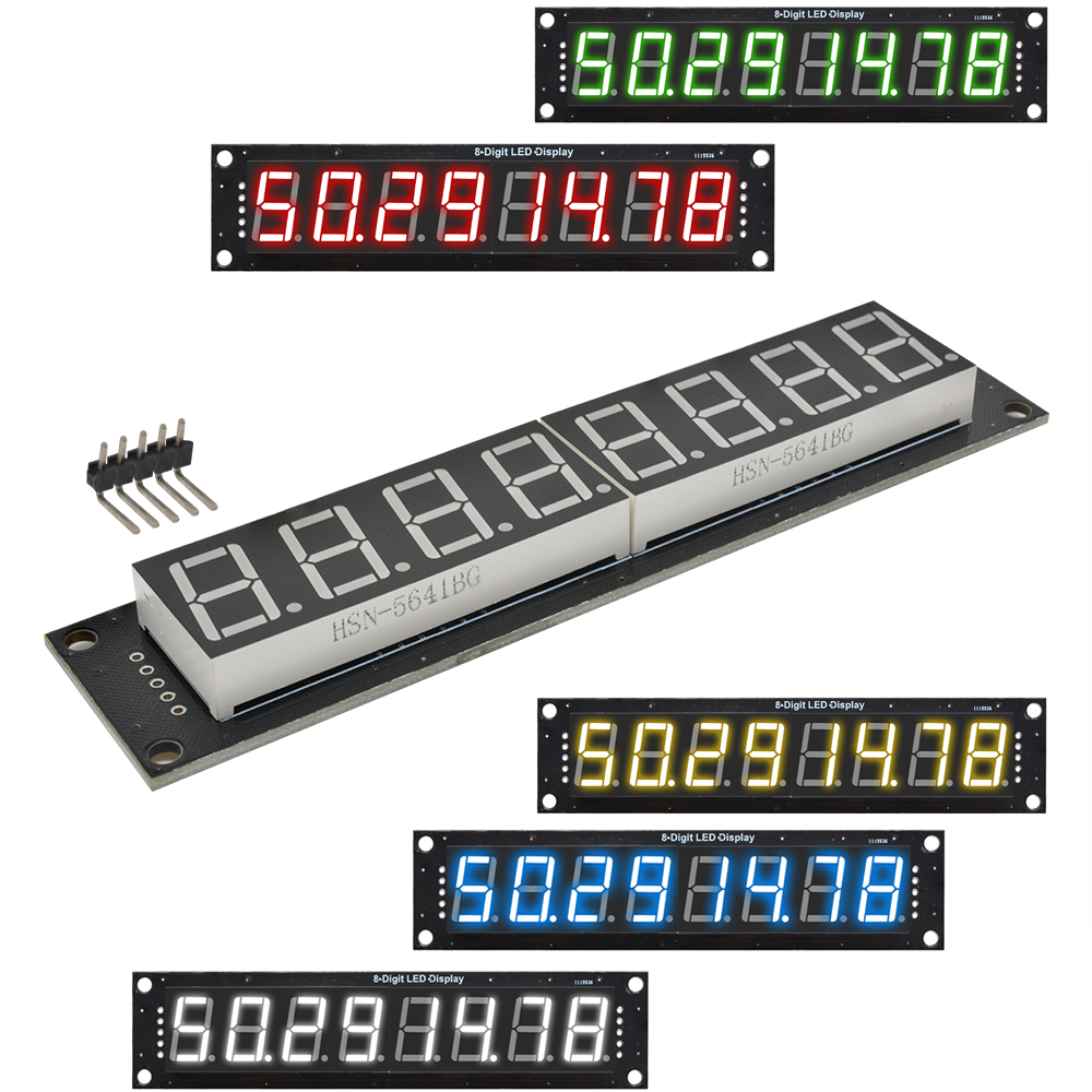 0.56 Inch 8 Digit 7 Segment LED Digital Tube Module 3-Pin Digital I/O Connection Display Module 74HC595 Controller for Arduino