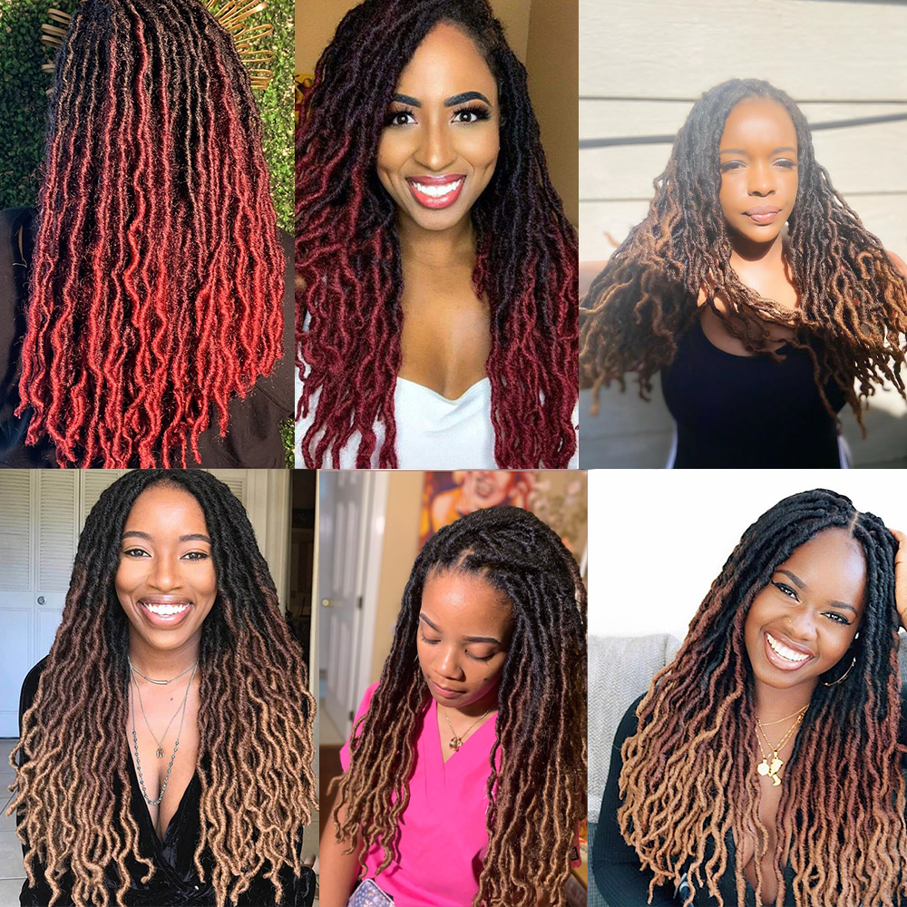 18 inch Ombre faux locs crochet hair synthetic soft dreads dreadlocks hair pre stretched curly braiding hair extensions
