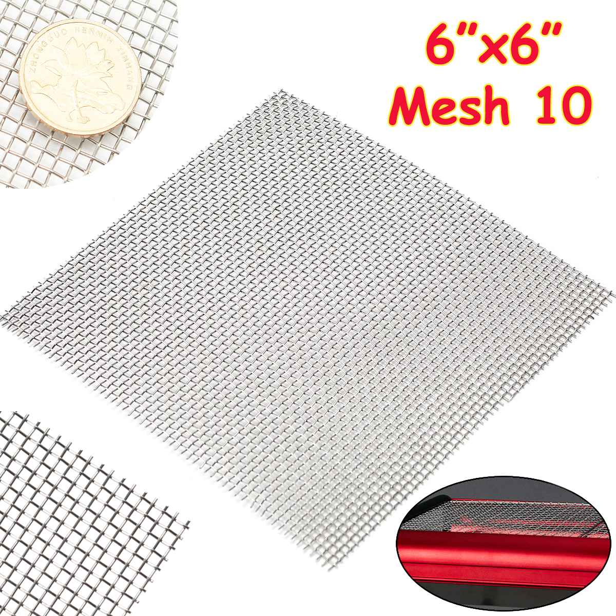 1PC 15x15cm 10 Mesh Woven Wire Cloth Screen Filtration 304 Stainless Steel with High Temperature Resistance