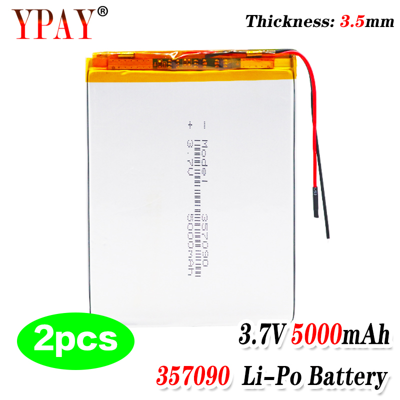 2pcs 357090 3.7v 5000mah Lithium Polymer Battery With Board For Pda Tablet Pcs Digital Products