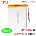2pcs 357090 3.7v 5000mah Lithium Polymer Battery With Board For Pda Tablet Pcs Digital Products