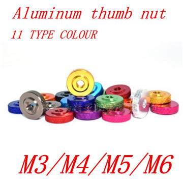 10pcs/lot M3 M4 M5 M6 m8 aluminum thin thumb nut 11 type colour small step aluminum hand tighten nut