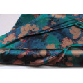 50cmx108cm Stretch Peacock Green Printed Crepe Satin Mulberry Silk Dress Fabric