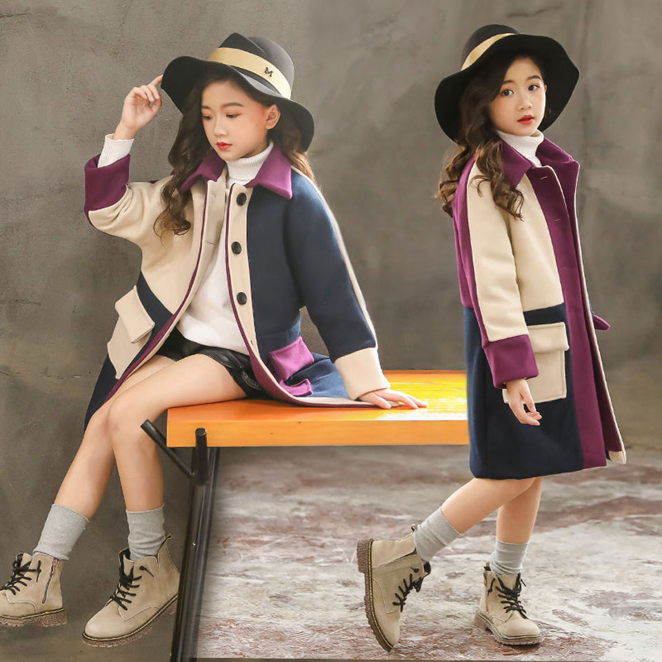 Girls Jacket 2018 Autumn Winter Jackets For Girls Wool Coats Fashion Children Clothing Girls Outerwear Coat 4 6 8 10 12 13 Years