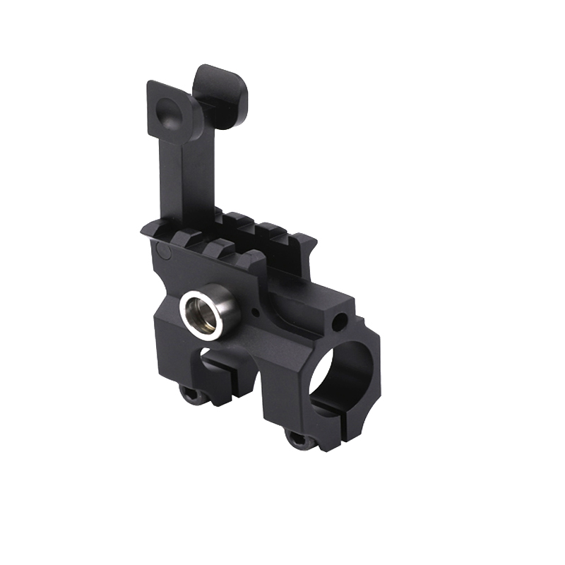 Tactical CNC Flip-Up Folding Front Iron Sight with Clamp-On Gas Block Mount and sling swivel for Hunting Airsoft AR15 /M4/15/16
