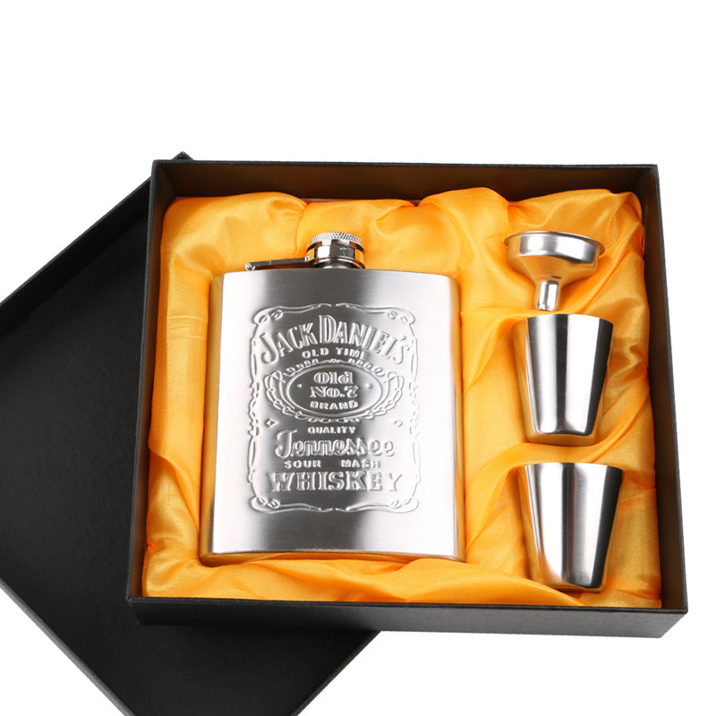 7oz Stainless Steel Hip Flask Set Pocket Flagon Whiskey Alcohol Vodka Hip Flasks Wine Beer Alcohol Bottle With Gift Box